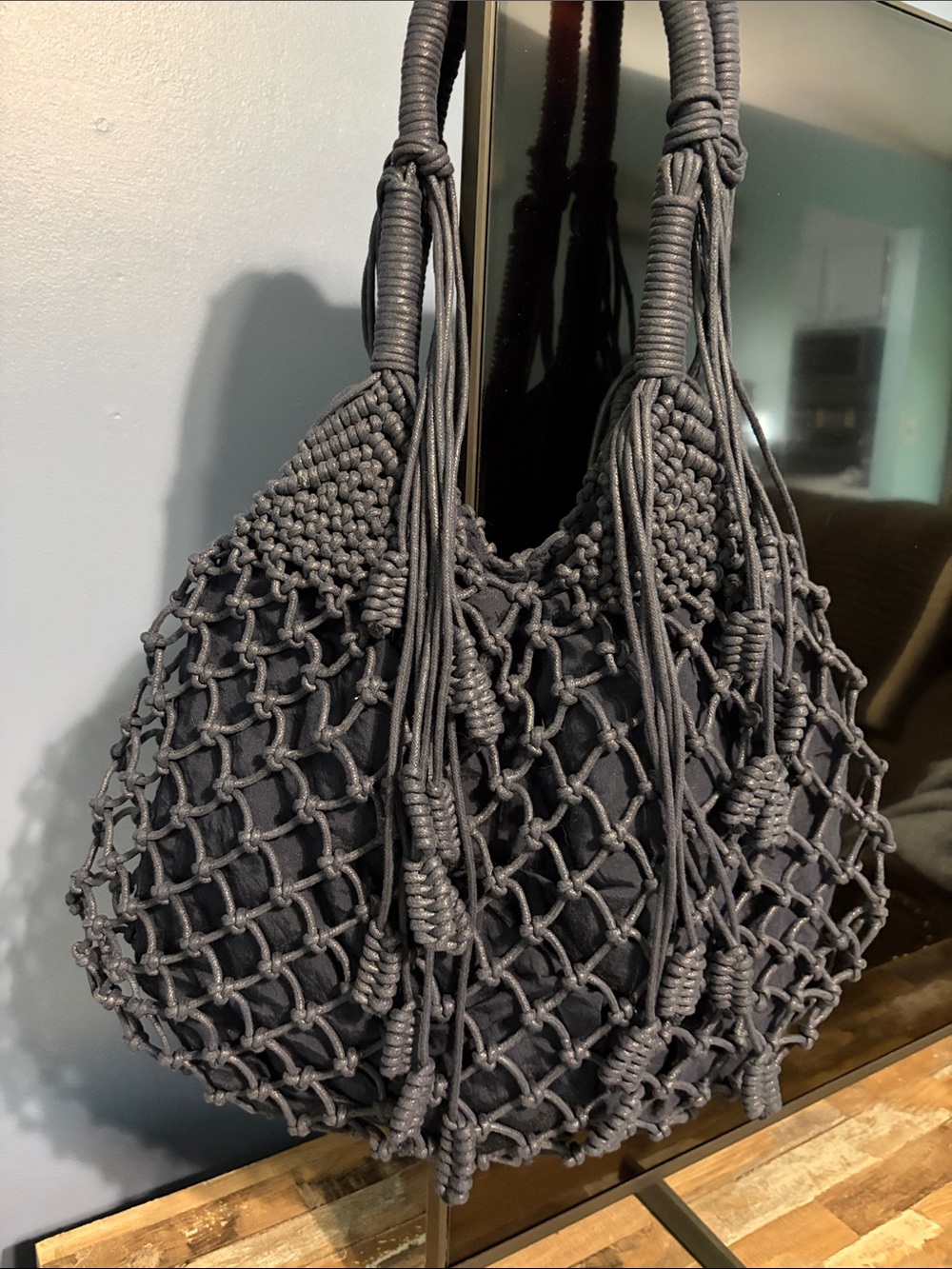 Monserat de Lucca Macrame Tassel Coastal Shoulder Bag